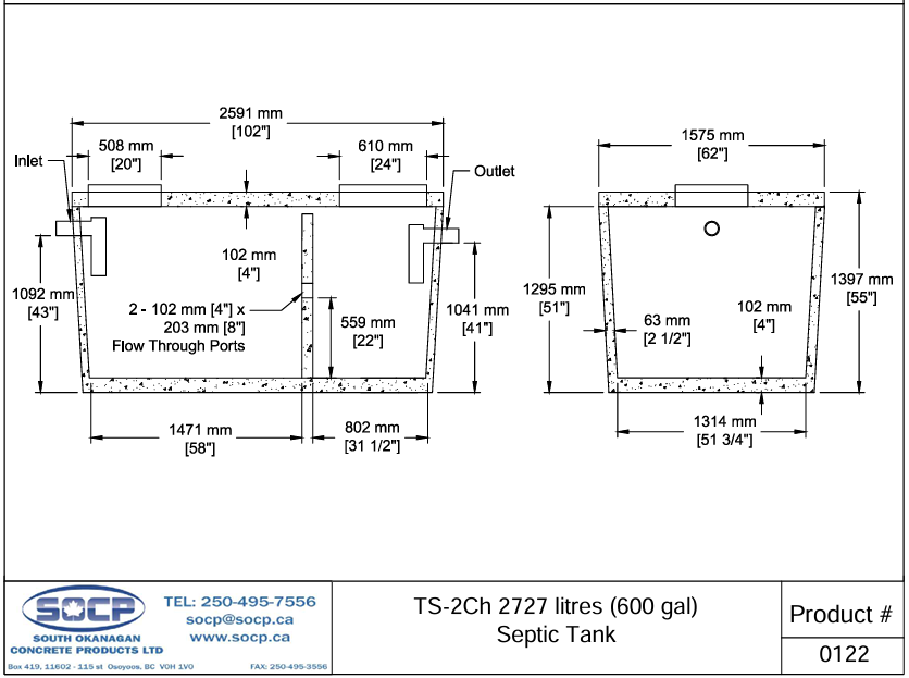 South Okanagan Concrete Products Concrete Septic tank