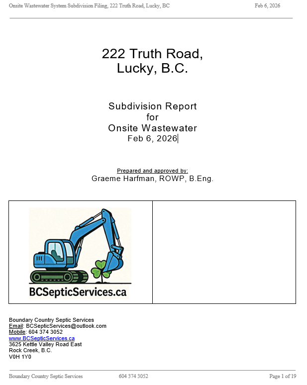 Subdivision onsite wastewater report